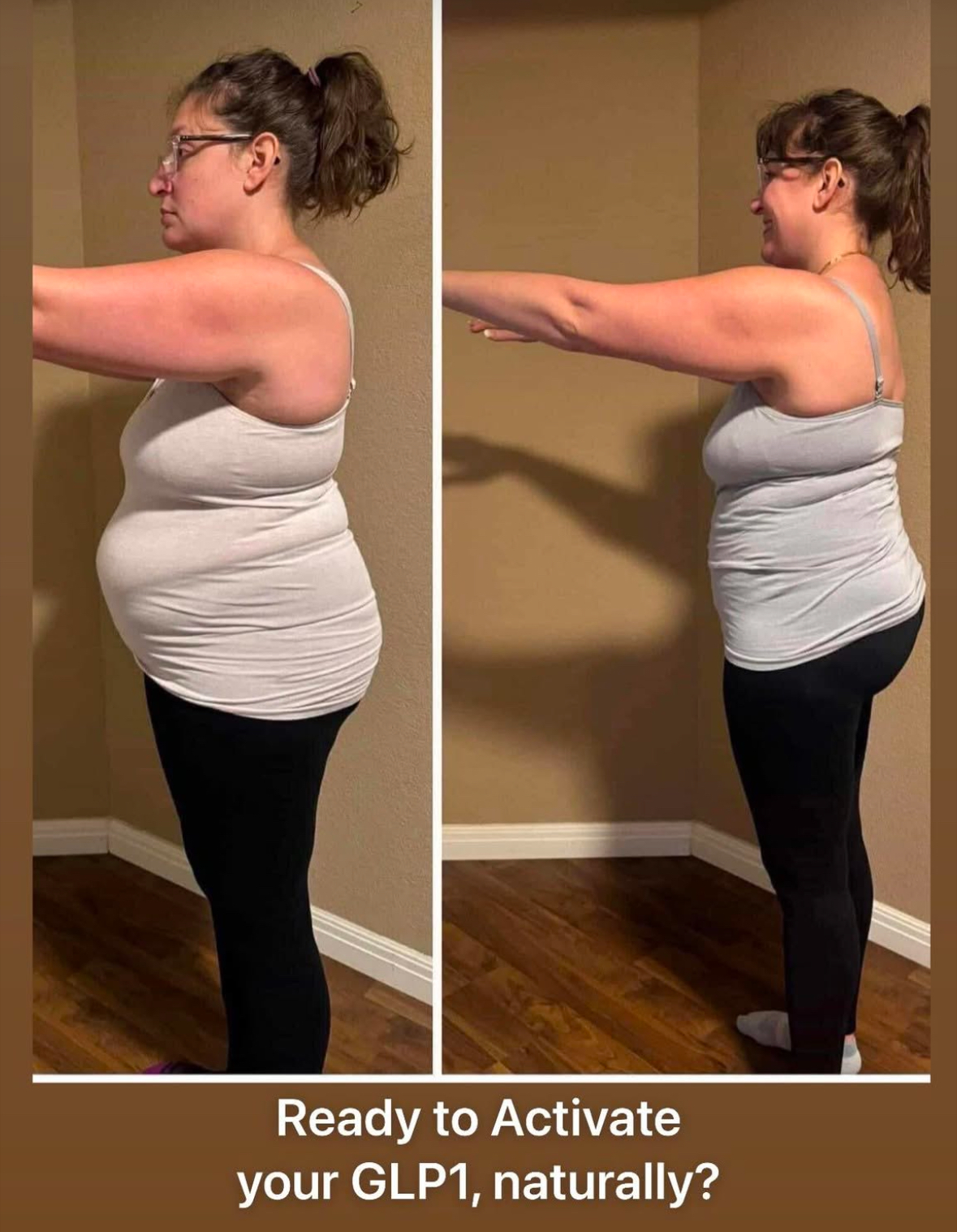 Side profile before and after belly transformation